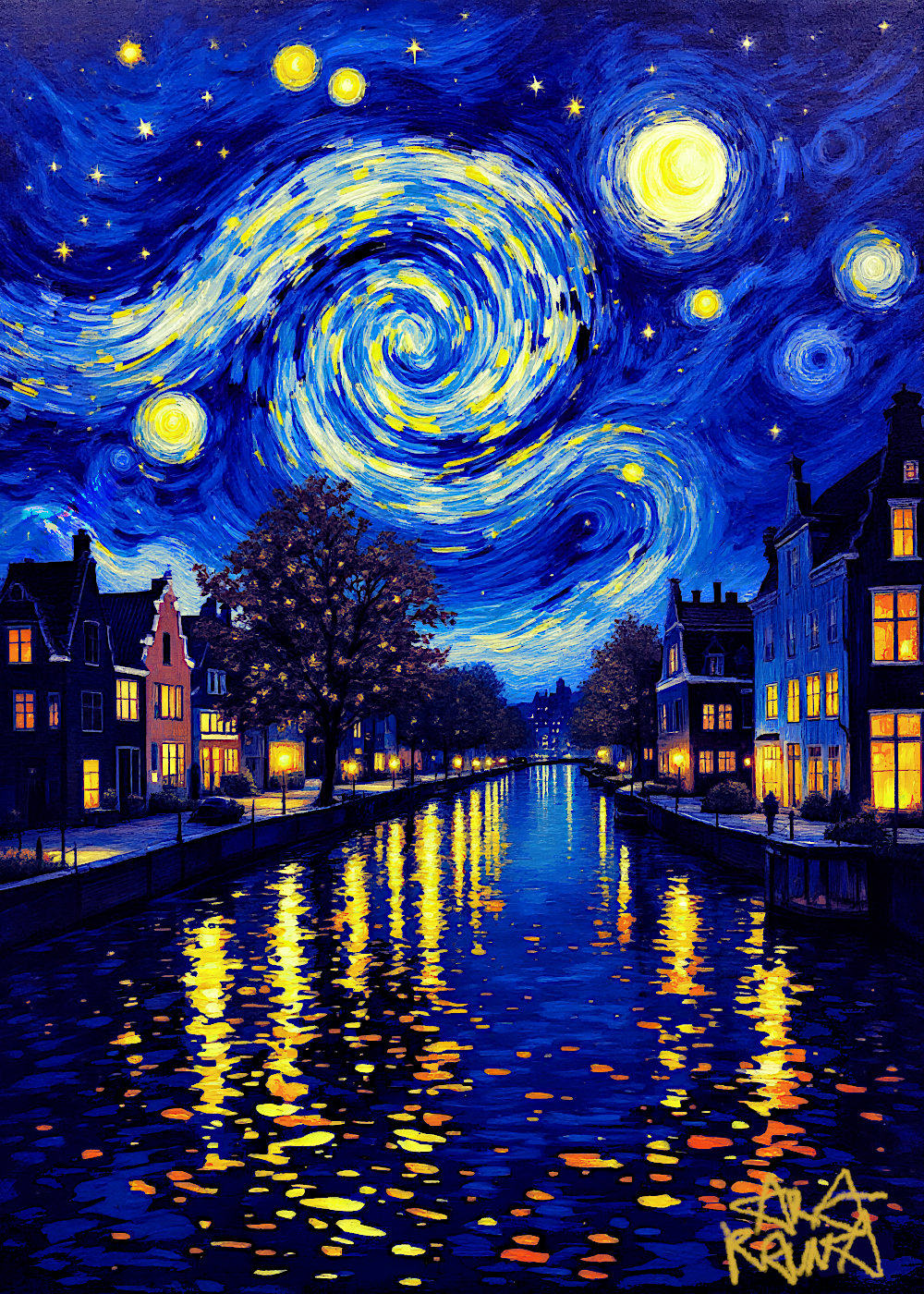 Starry Night - AI art interpretation by Ararauna